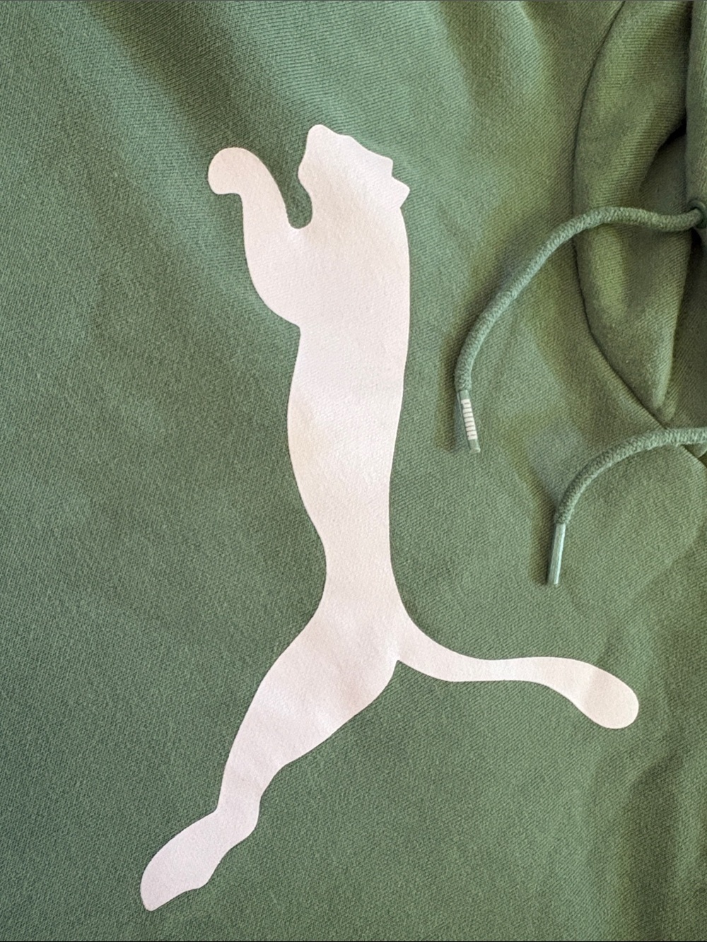 Puma Olive Green Hoodie with Light Pink Puma Logo Size M - Picture 5 of 7